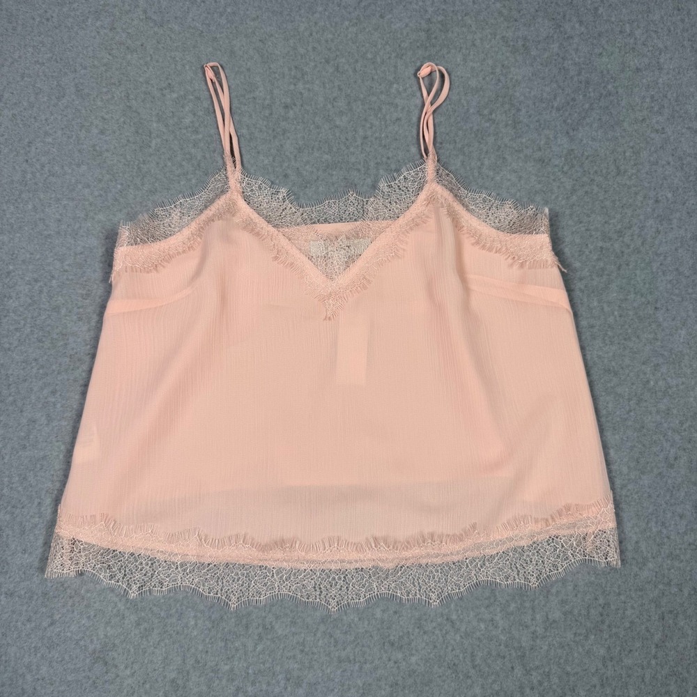 LOFT Womens Peach Pink Lace Trim Camisole Chiffon Tank Top Barbie Core New M